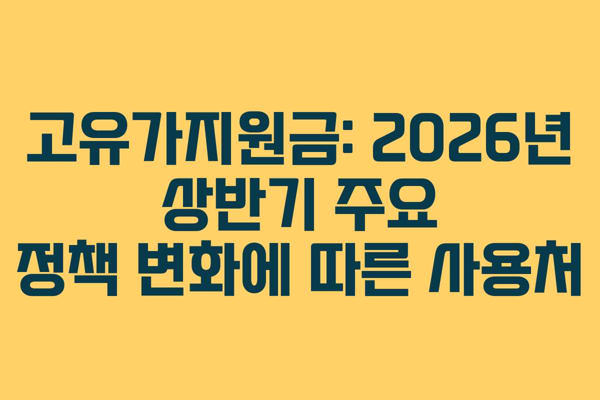 고유가지원금: 2026년 상반기 주요 정책 변화에 따른 사용처