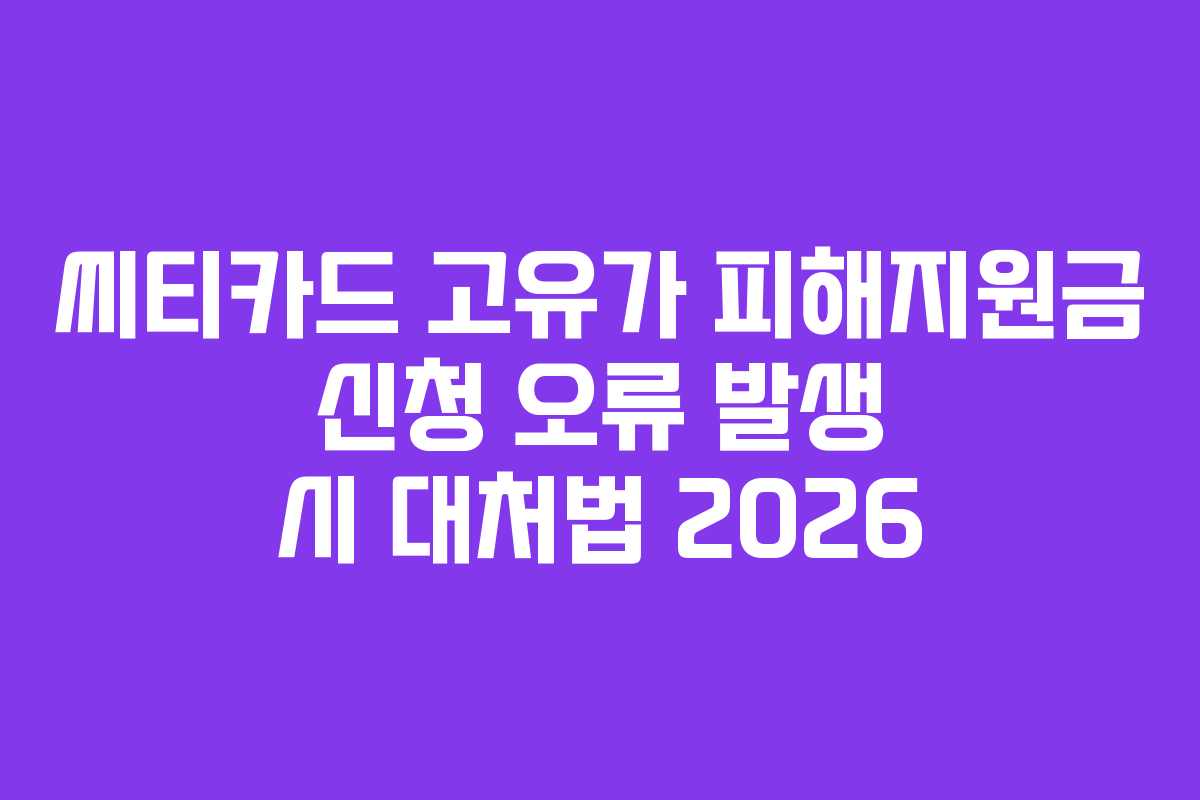 씨티카드 고유가 피해지원금 신청 오류 발생 시 대처법 2026