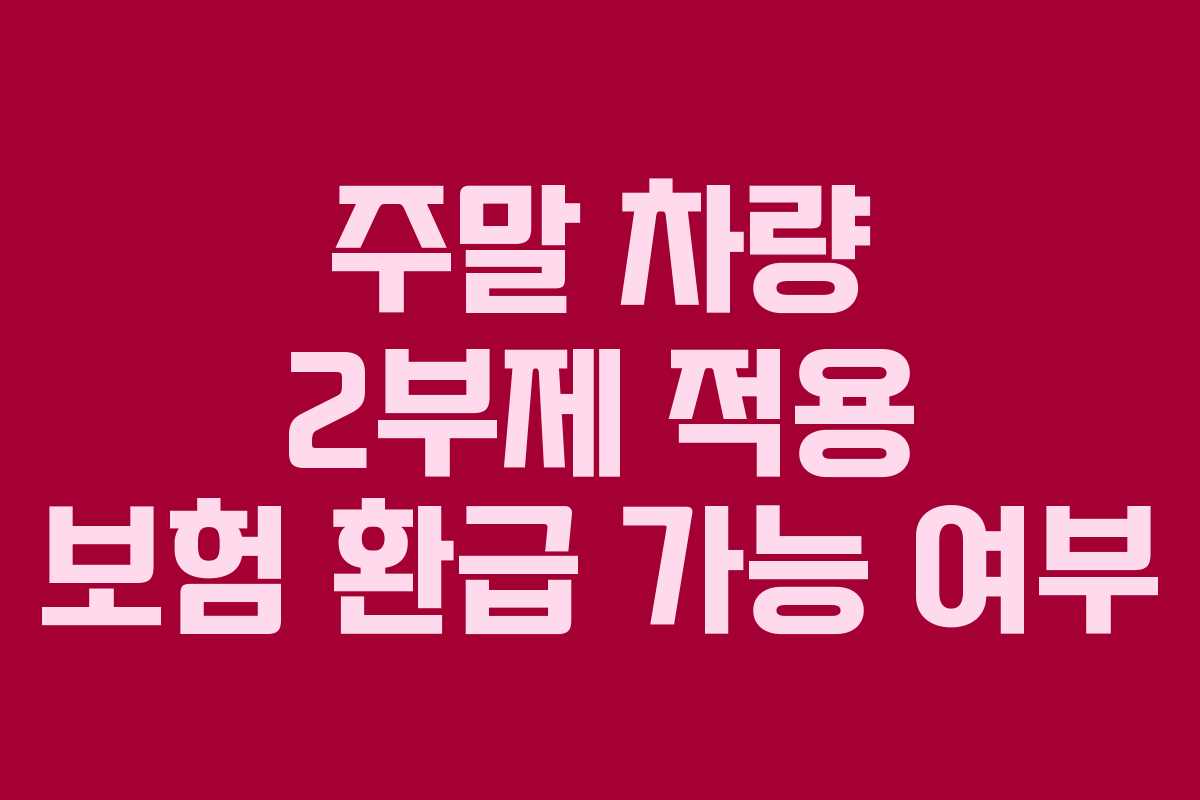 주말-차량-2부제-적용-보험-환급-가능-여부