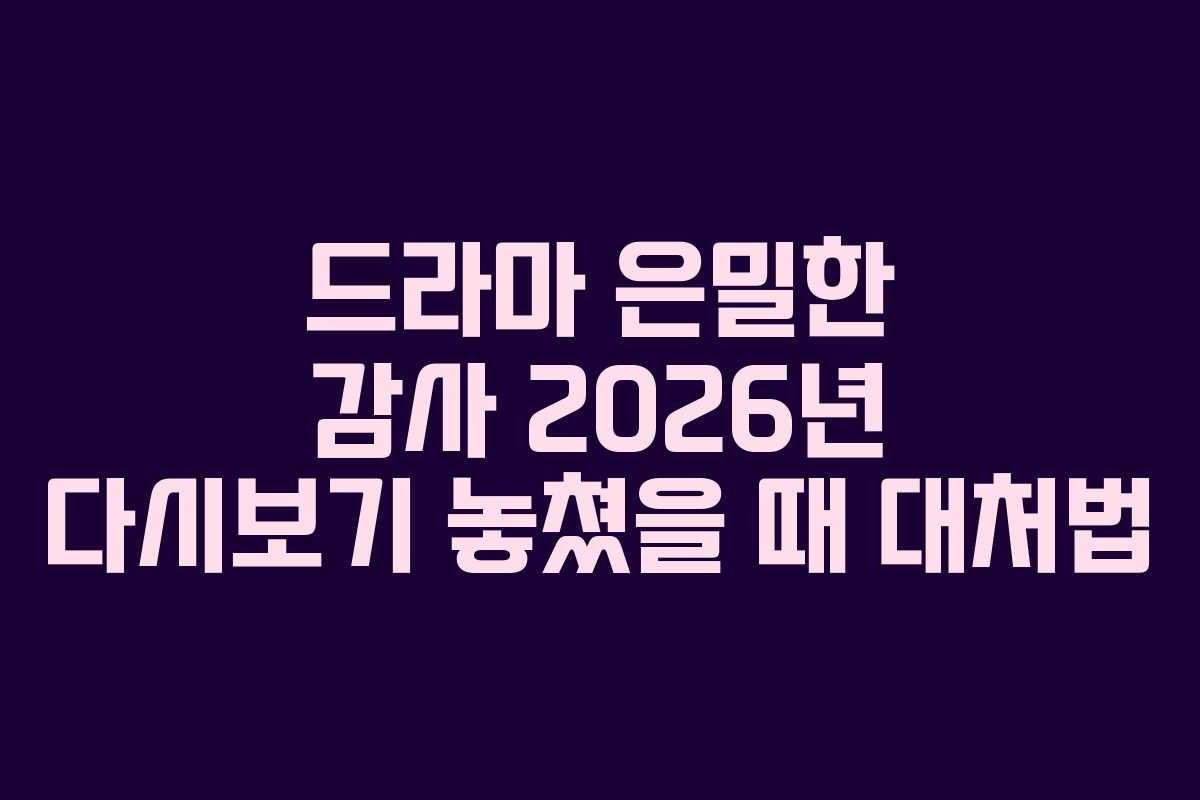 드라마-은밀한-감사-2026년-다시보기-놓쳤을-때-대처법