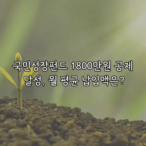 국민성장펀드 1800만원 공제 달성, 월 평균 납입액은?