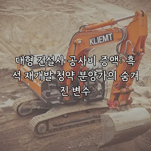 대형 건설사 공사비 증액: 흑석 재개발 청약 분양가의 숨겨진 변수