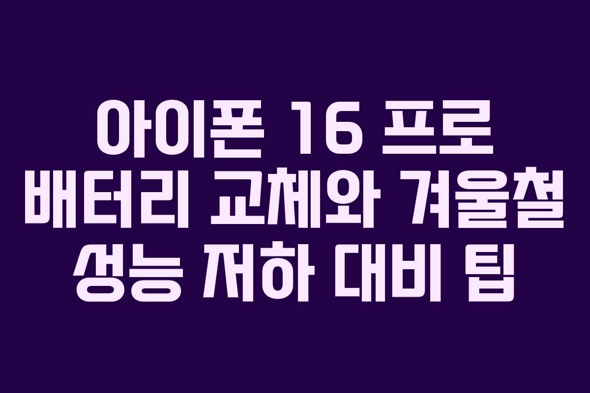 아이폰-16-프로-배터리-교체와-겨울철-성능-저하-대비-팁