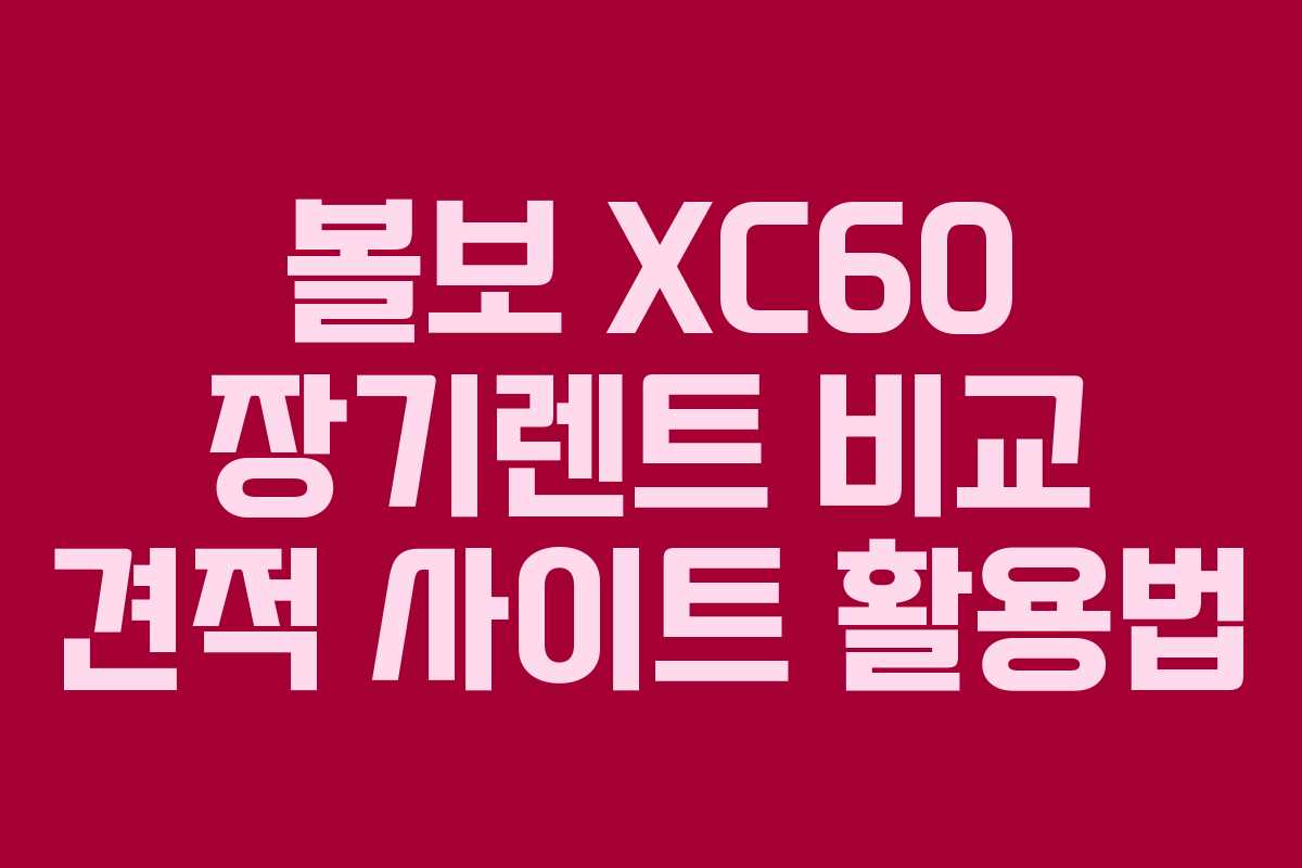 볼보-XC60-장기렌트-비교-견적-사이트-활용법