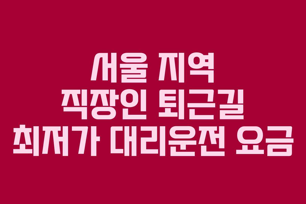 서울-지역-직장인-퇴근길-최저가-대리운전-요금